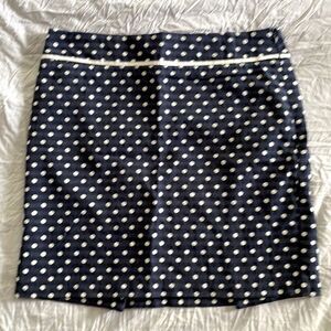 Max Studio Navy Polka Dot Mini Skirt White Ribbon Waist Preppy Size 4